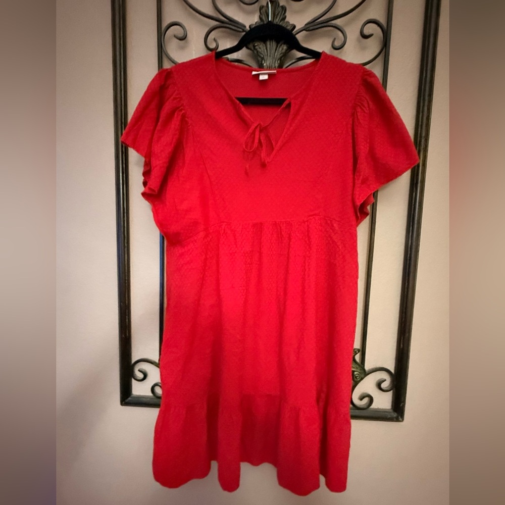 Knox Rose Vibrant Red Textured Top